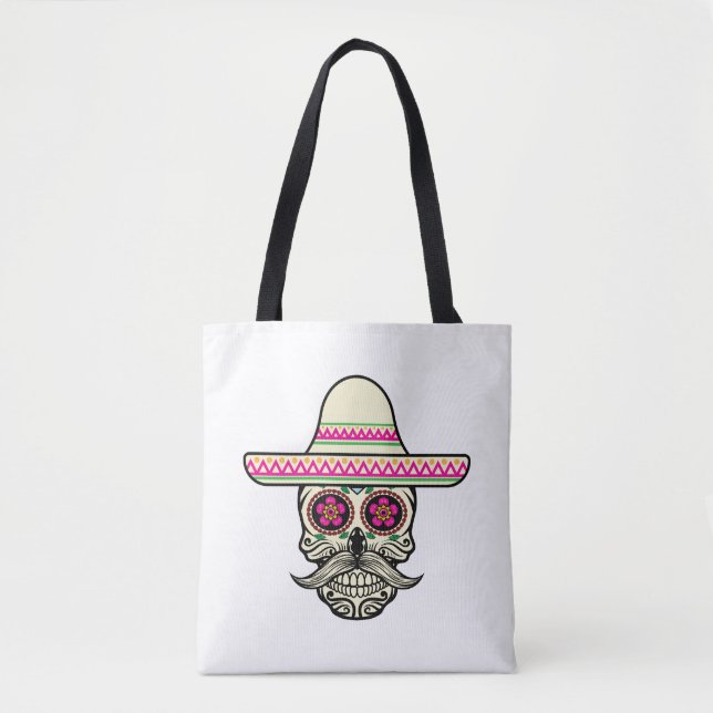 Simple Dia de Muertos Skull with Hat | Tote Bag (Front)