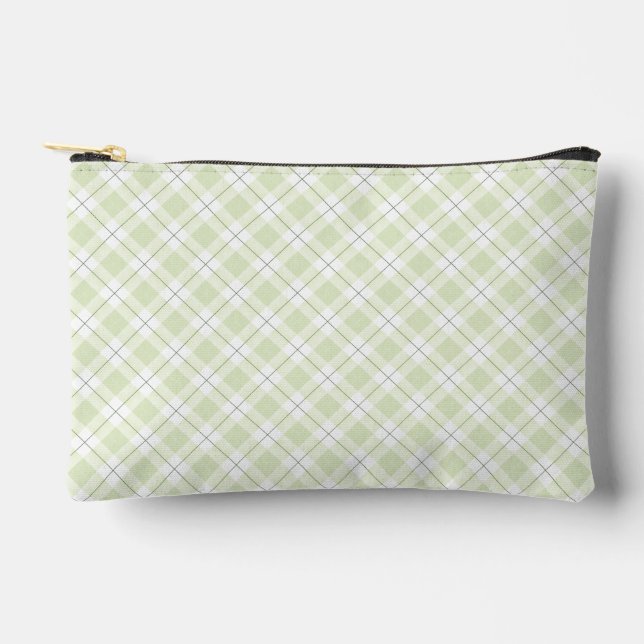 Simple Diagonal Plaid in Greens Accessory Pouch (Front)