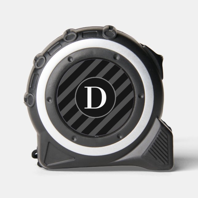 Simple Diagonal Stripes Grey and Black Initial 1 (Front)