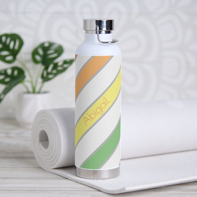Simple Diagonal Stripes Water Bottle (Yoga)