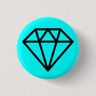 Simple Diamond - Black on Cyan 3 Cm Round Badge