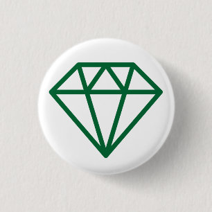 Simple Diamond - Forest Green on White 3 Cm Round Badge