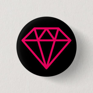 Simple Diamond - Neon Red on Black 3 Cm Round Badge