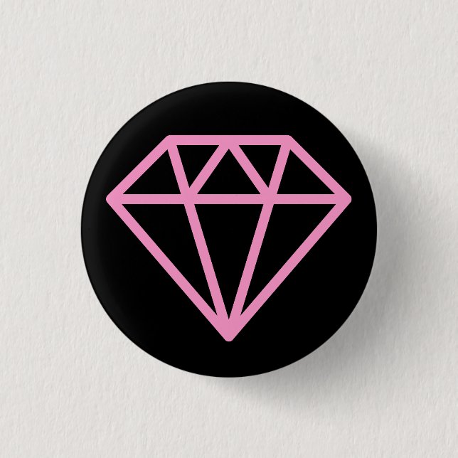 Simple Diamond - Pink on Black 3 Cm Round Badge (Front)