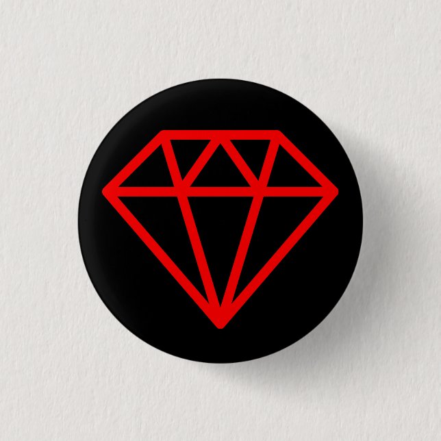 Simple Diamond - Red on Black 3 Cm Round Badge (Front)