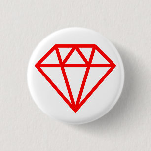 Simple Diamond - Red on White 3 Cm Round Badge