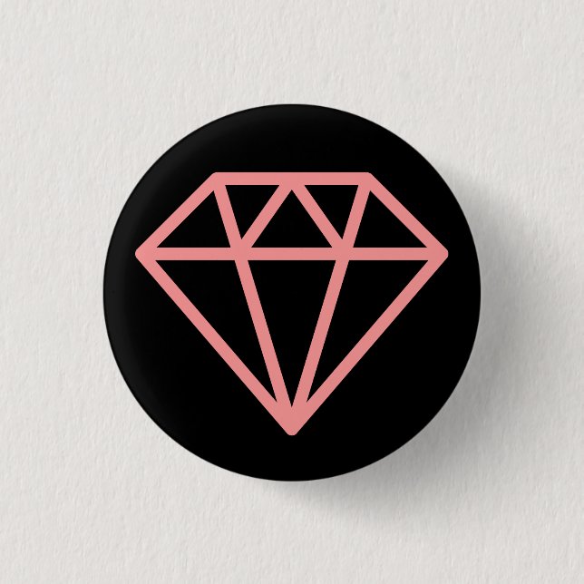 Simple Diamond - Soft Pink on Black 3 Cm Round Badge (Front)