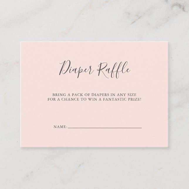 Simple Diaper Raffle Baby Shower Enclosure Card (Front)