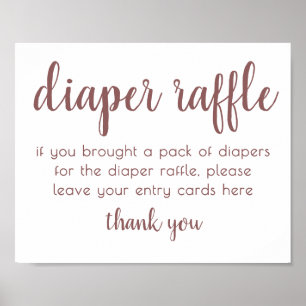 Simple Diaper Raffle   Mauve Pink Baby Shower Poster
