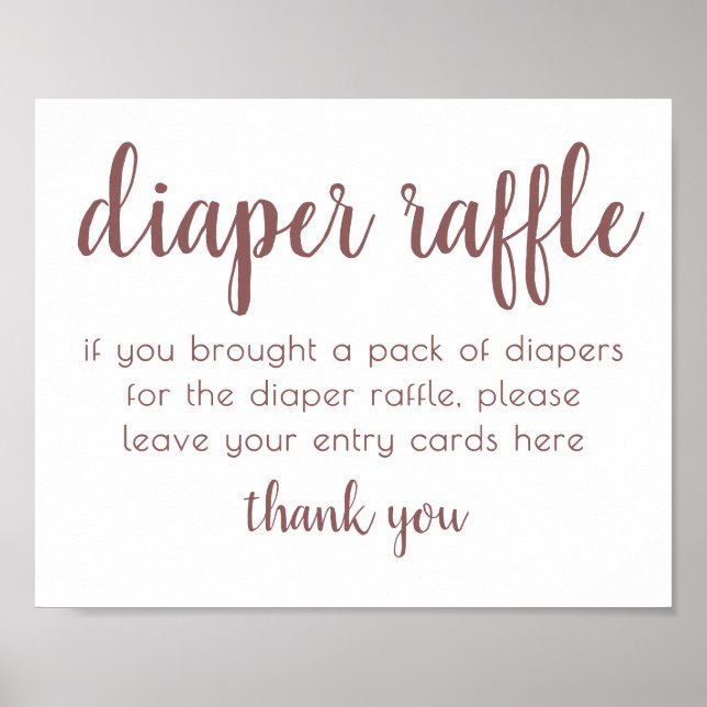 Simple Diaper Raffle | Mauve Pink Baby Shower Poster (Front)