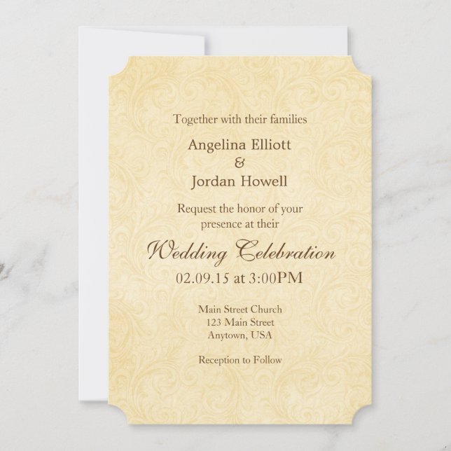Simple Die Cut Vintage Antique Wedding Invitation (Front)