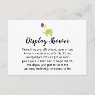 Simple Display Baby Shower Insert with Elephant