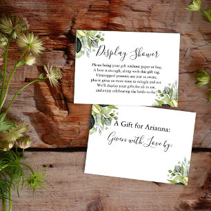 Simple Display Bridal Shower Greenery on White Enclosure Card