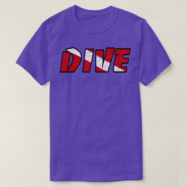 Simple DIVE dive  Scuba Diving Red wand White T-Shirt (Design Front)