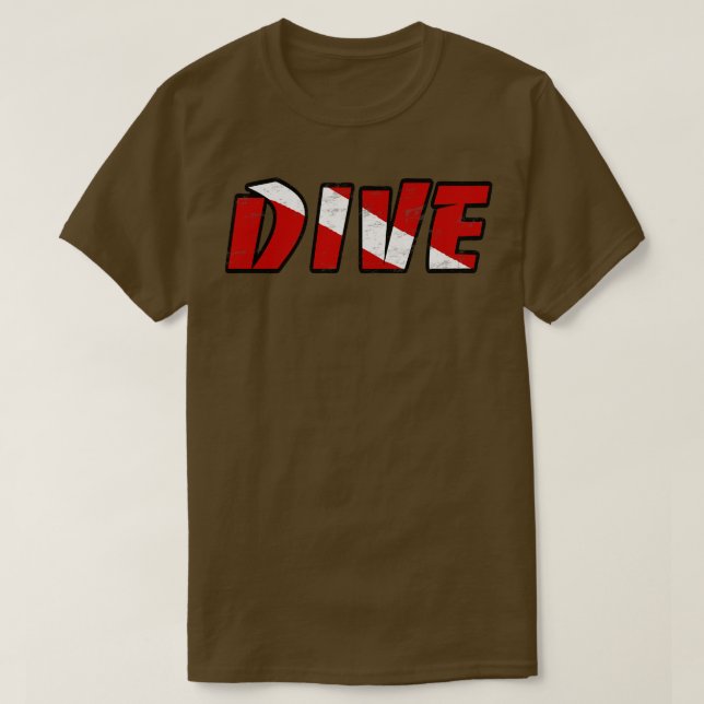 Simple DIVE dive  Scuba Diving Red wand White T-Shirt (Design Front)