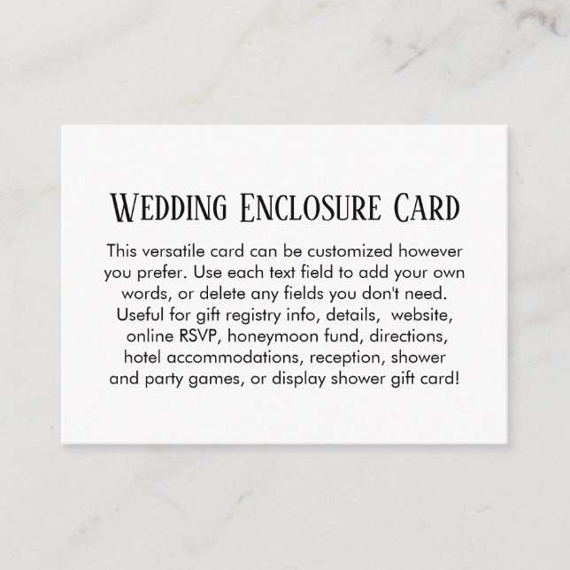 Simple DIY Custom Wedding Black & White Enclosure Card (Front)