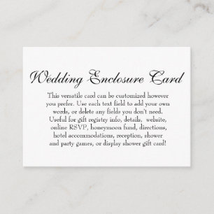 Simple DIY Custom Wedding Black & White Enclosure Card