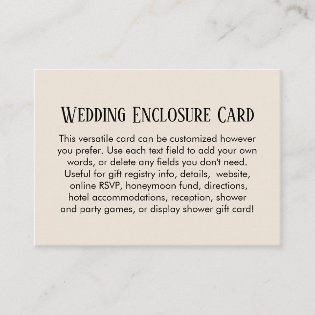 Simple DIY Custom Wedding Cream Enclosure Card (Front)