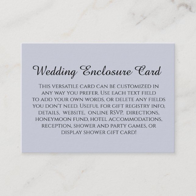 Simple DIY Custom Wedding Light Dusty Blue Enclosure Card (Front)