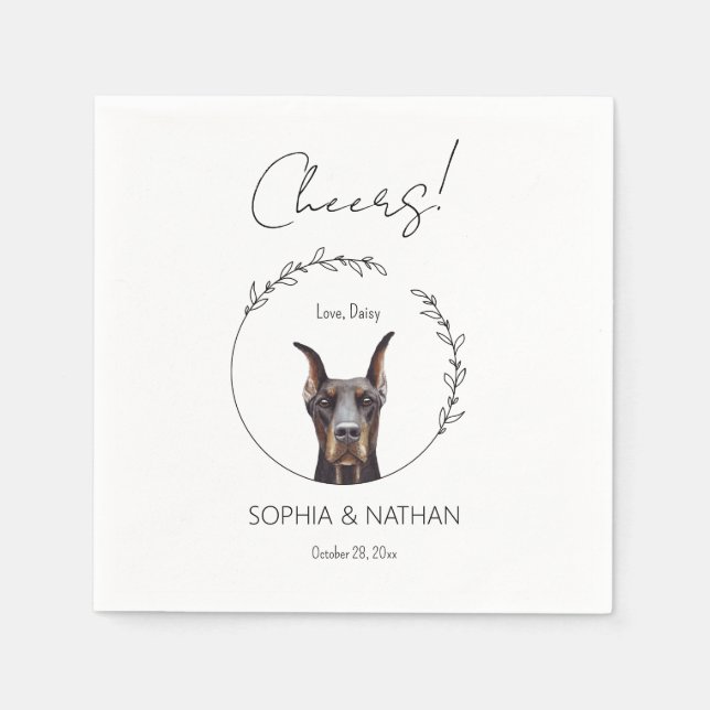 Simple Doberman Pinscher Dog Wedding Cocktail  Napkin (Front)