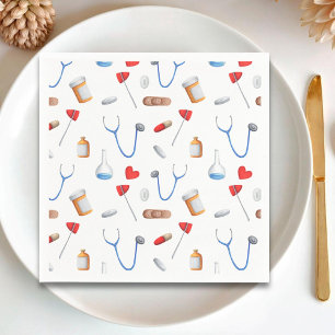 Simple Doctor Nurse Medical Equipment Pattern Napkin