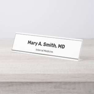 Simple Doctor's Name in Bold Medical Speciality Desk Name Plate