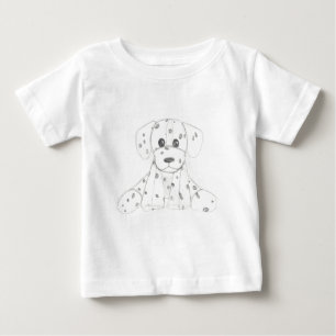 simple dog doodle kids black white dalmatian baby T-Shirt