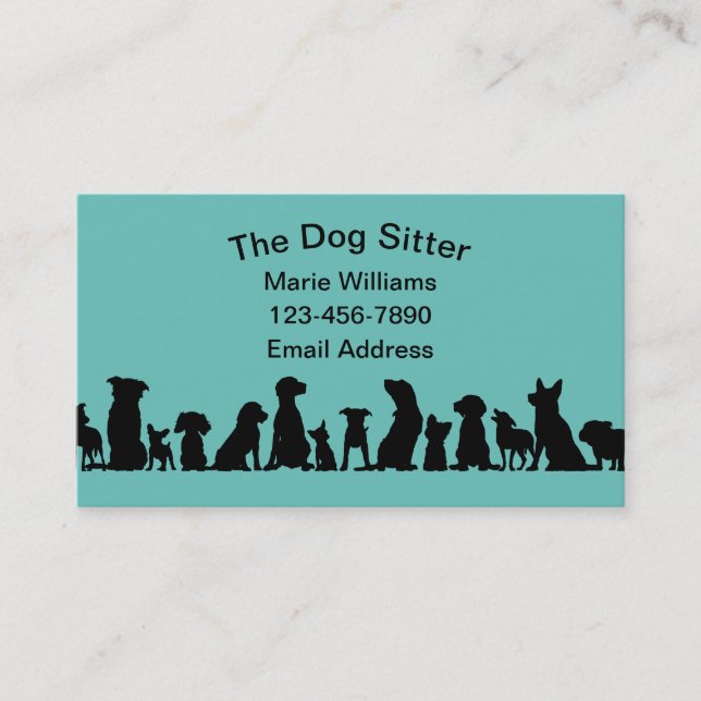Simple Dog Sitter Editable Business Cards (Front)
