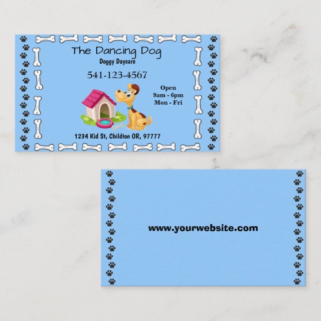 Simple Doggy Daycare Business Cards (Front/Back)