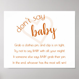 Simple Dont Say Baby Fall Orange Shower Game Poster