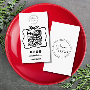 Simple Doodle Bow Your Logo Social Media QR Code Business Card