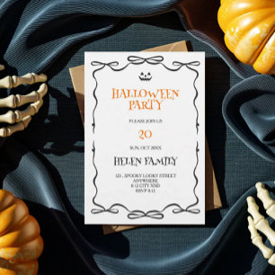 simple doodle halloween party invitation