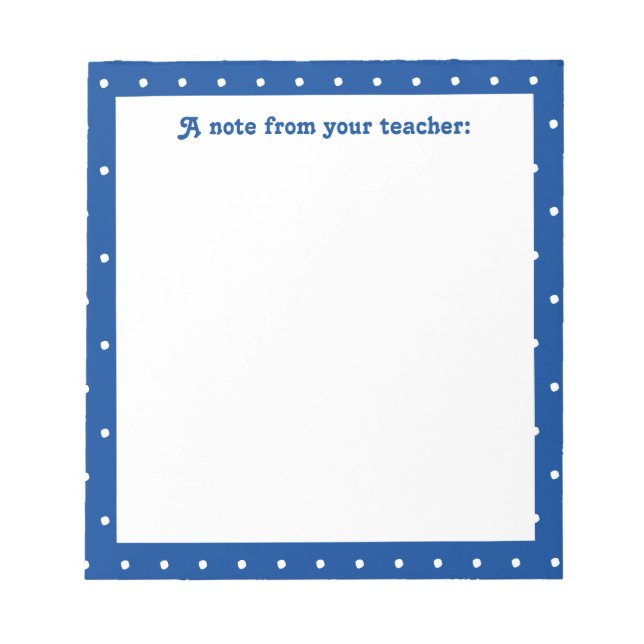 Simple Dot Pattern Elementary School Teacher Notepad (Front)
