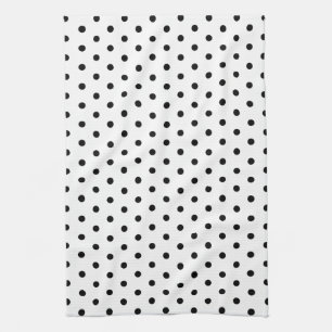 Simple Dots Black and White Polka Dot Design Tea Towel