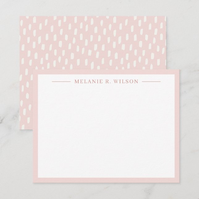 Simple Dots Blush Pink Personalised Name Note Card (Front/Back)
