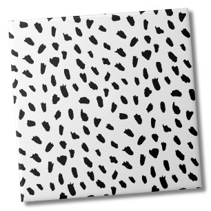 Simple Dots Pattern Black White Tile
