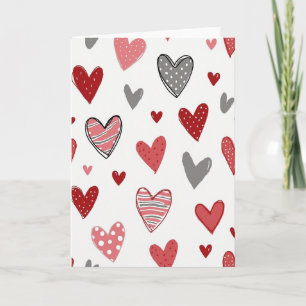 Simple Dotted Striped Hearts Card