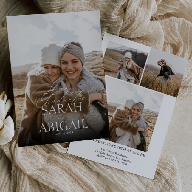 Simple Double Celebration Photo Graduation Party Invitation (Creator Uploaded)