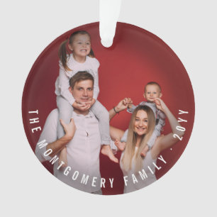 Simple Double Photo Modern Christmas Holiday Ornament