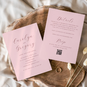 Simple Double-sided Minimalist Website QR Wedding Invitation