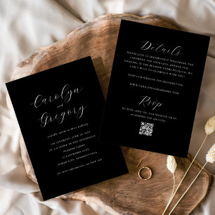 Simple Double-sided Minimalist Website QR Wedding Invitation