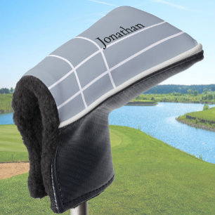 Simple dove grey black minimalist custom name golf head cover