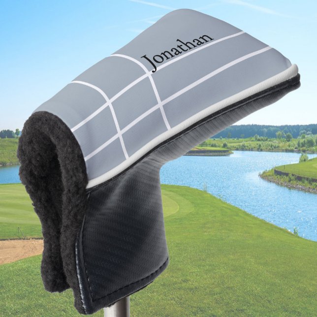 Simple dove grey black minimalist custom name  golf head cover (Creator Uploaded)