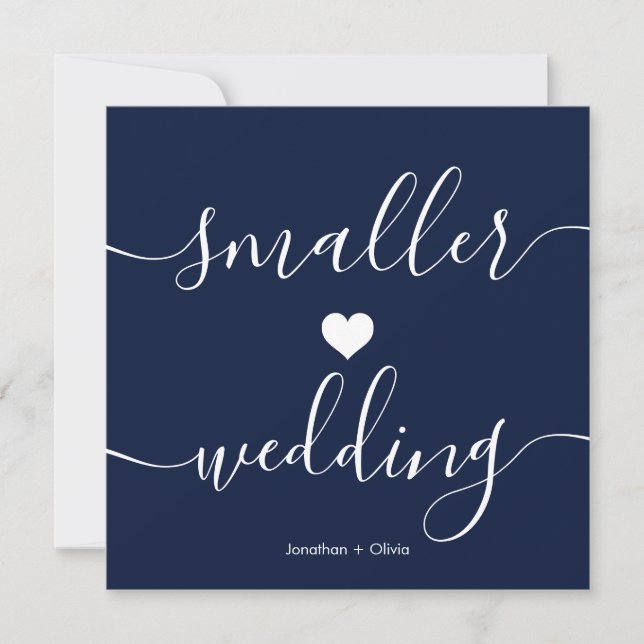 Simple Downsizing Dark Blue Smaller Wedding Announcement (Front)