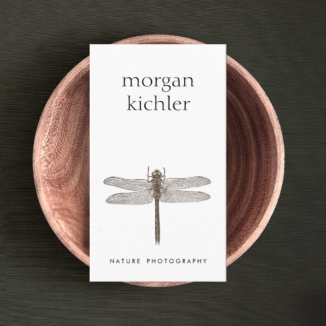 Simple Dragonfly Nature Professional White Business Card (Creator Uploaded)