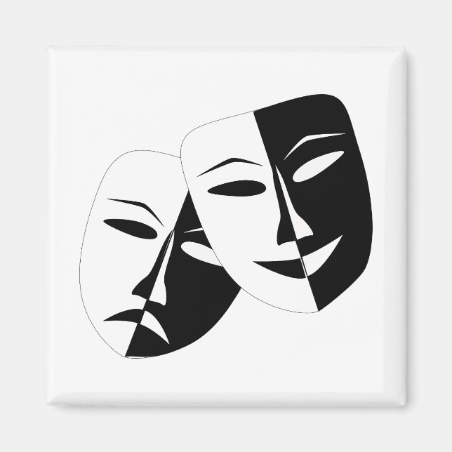 Simple Drama Comedy Masks Acting Coffee Magnet (Front)