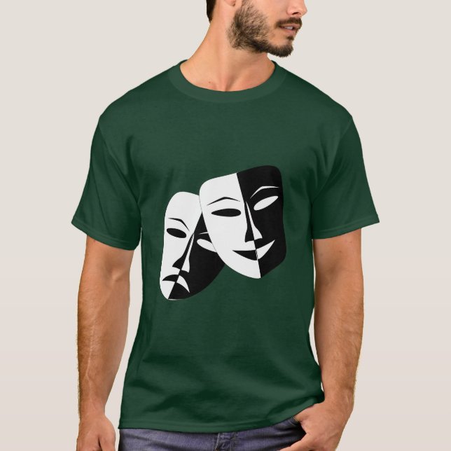 Simple Drama Comedy Masks Acting T-Shirt (Front)