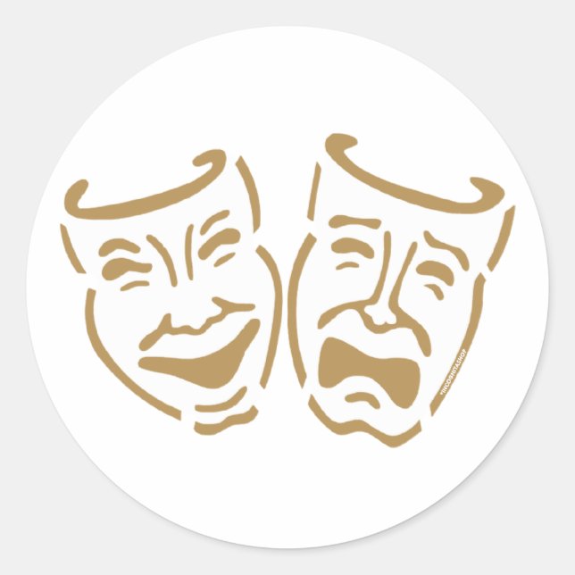 Simple Drama Masks Classic Round Sticker (Front)