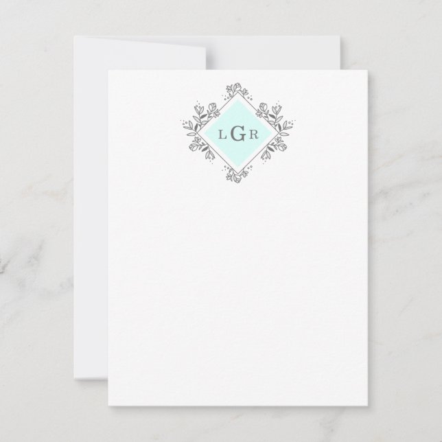Simple Drawn Floral Blue Card (Front)