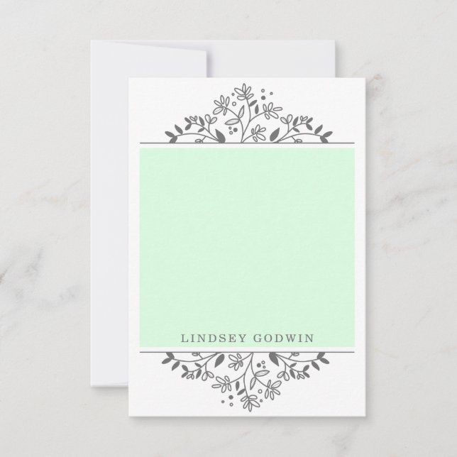 Simple Drawn Floral Green Card (Front)